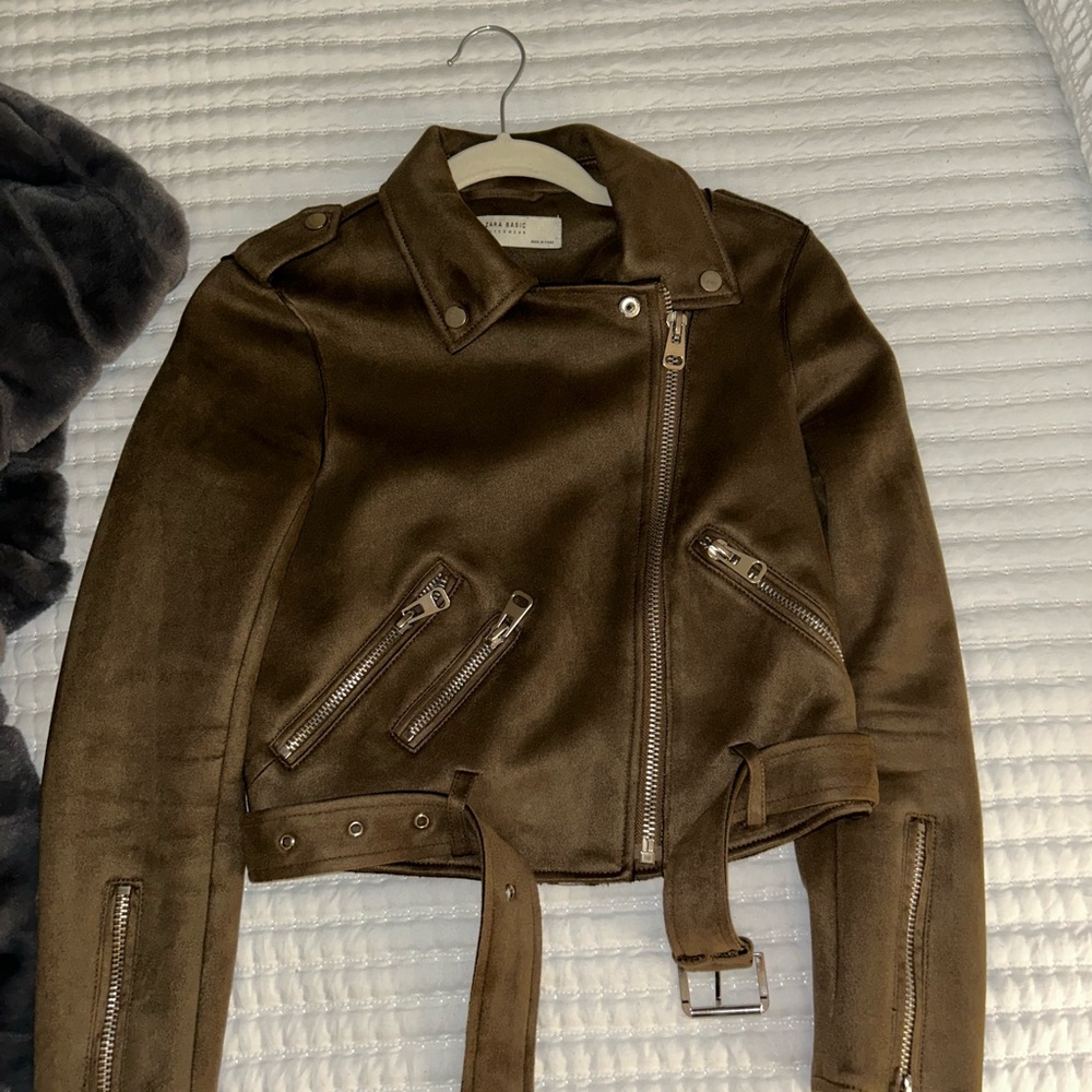 Zara Brown Suede Moto Jacket - Picture 3 of 3